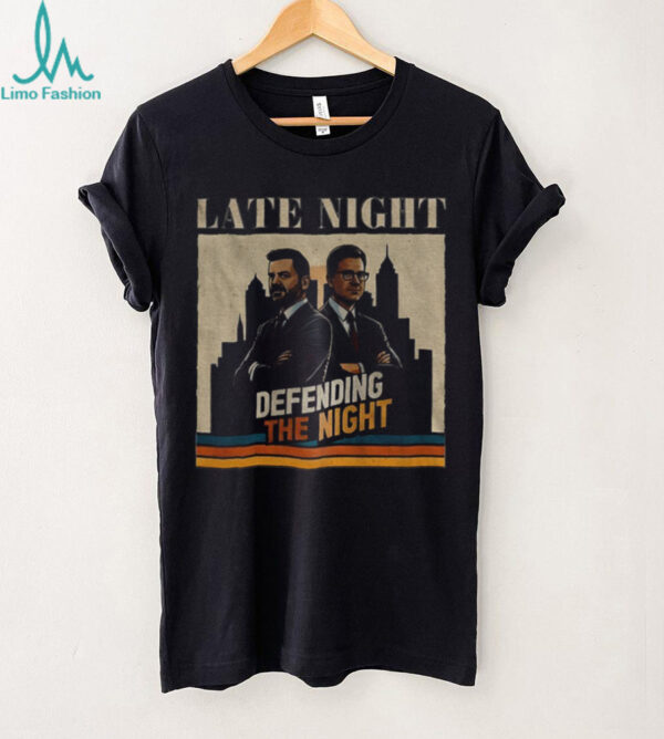 Jimmy Kimmel and Stephen Colbert late night defending the night shirt