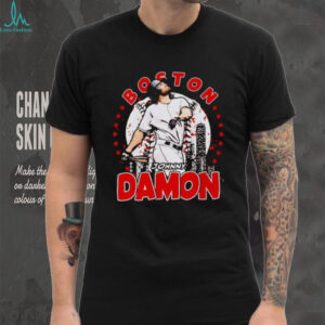 Johnny Damon Boston skyline celebration shirt