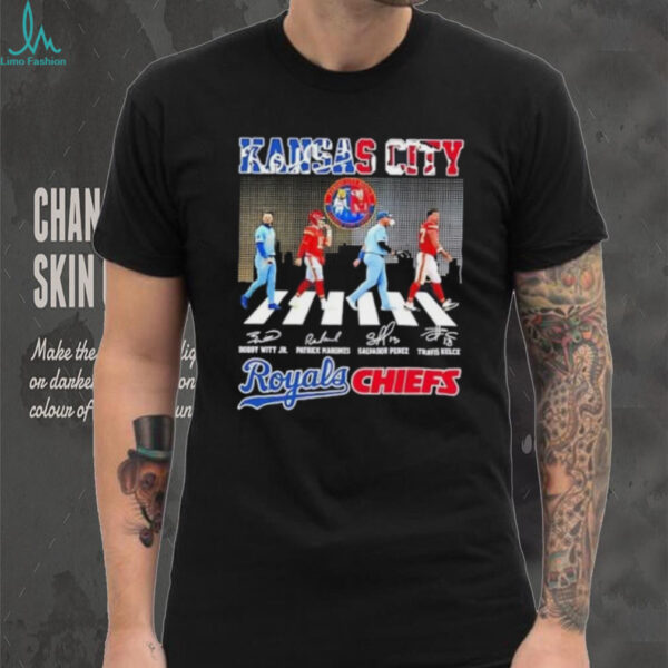 Kansas City Sports Royals x Chiefs Kelce Perez Mahomes Witt Jr Abbey Road Signatures shirt