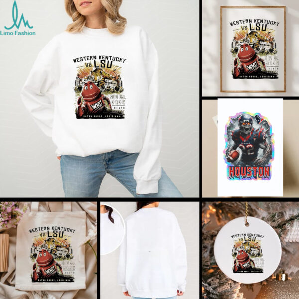 LSU Tigers vs Western Kentucky gameday 2025 mascot shirt
