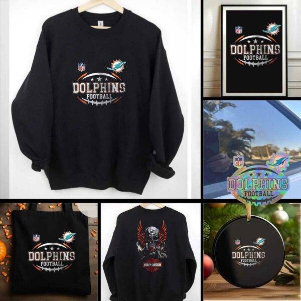 Miami Dolphins NFL Harley Davidson motorcycle graphic shirt