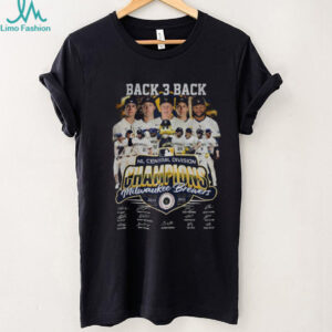 Milwaukee Brewers Baseball back 3 back NL Central Division Champions signatures shirt
