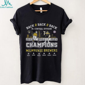 Milwaukee Brewers mascot Back 2 back 2 Back NL Central Division 2025 Champions shirt