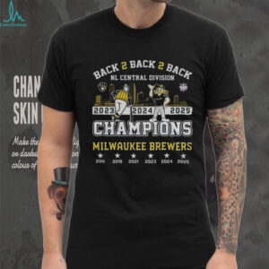Milwaukee Brewers mascot Back 2 back 2 Back NL Central Division 2025 Champions shirt