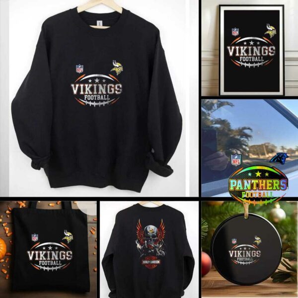 Minnesota Vikings NFL Harley Davidson motorcycle graphic shirt