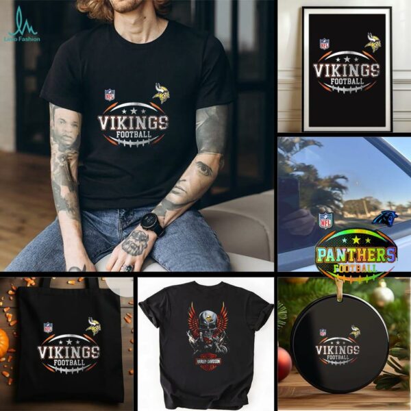 Minnesota Vikings NFL Harley Davidson motorcycle graphic shirt
