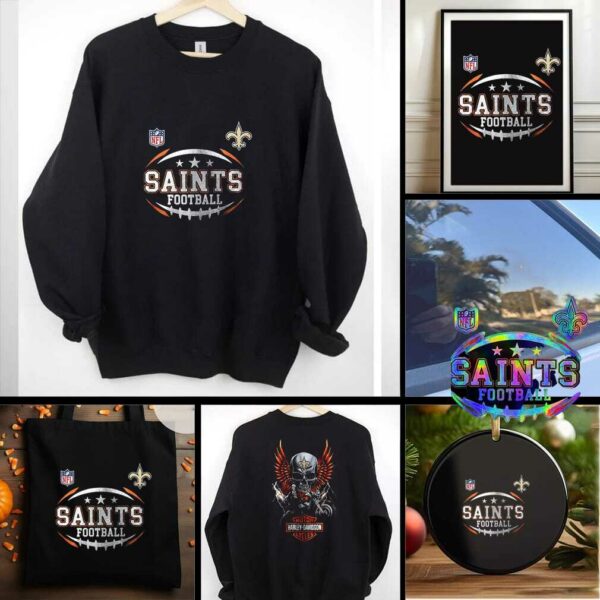 New Orleans Saints NFL Harley Davidson motorcycle graphic shirt
