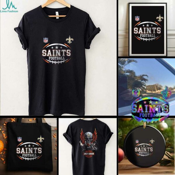 New Orleans Saints NFL Harley Davidson motorcycle graphic shirt