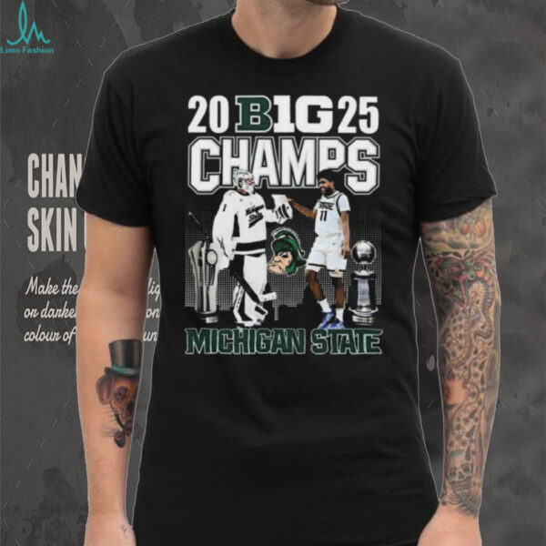 Official 2025 Big Champs Michigan State Hockey And Michigan State Spartans Shirt