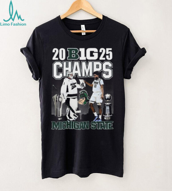 Official 2025 Big Champs Michigan State Hockey And Michigan State Spartans Shirt