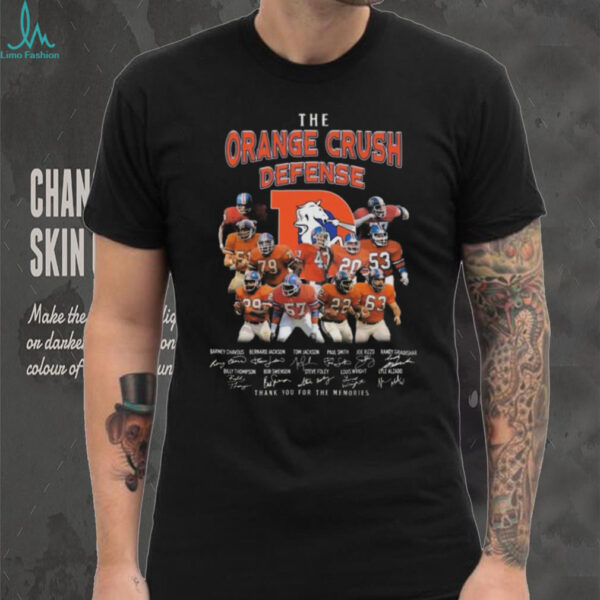 Official Denver Broncos The Orange Crush Defense Signatures Thank You For The Memories 2025 Shirt