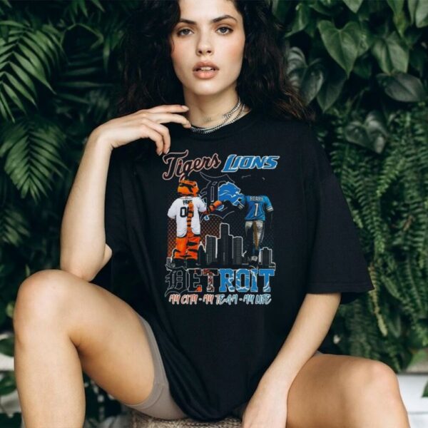 Official Detroit Tigers And Detroit Lions My City My Team My Life Mascot Shirt