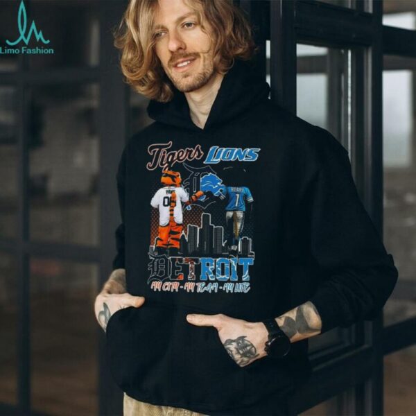 Official Detroit Tigers And Detroit Lions My City My Team My Life Mascot Shirt