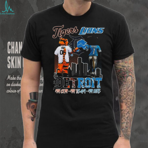Official Detroit Tigers And Detroit Lions My City My Team My Life Mascot Shirt