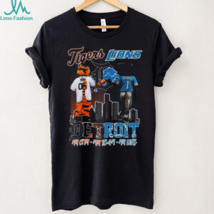 Official Detroit Tigers And Detroit Lions My City My Team My Life Mascot Shirt