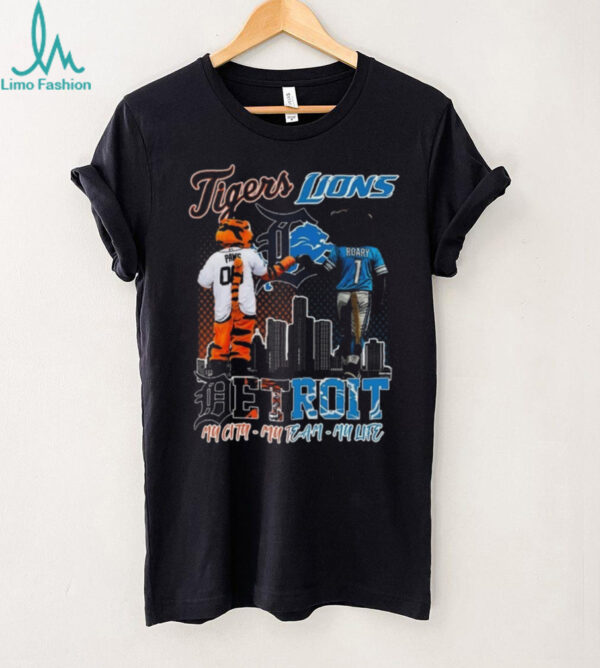 Official Detroit Tigers And Detroit Lions My City My Team My Life Mascot Shirt