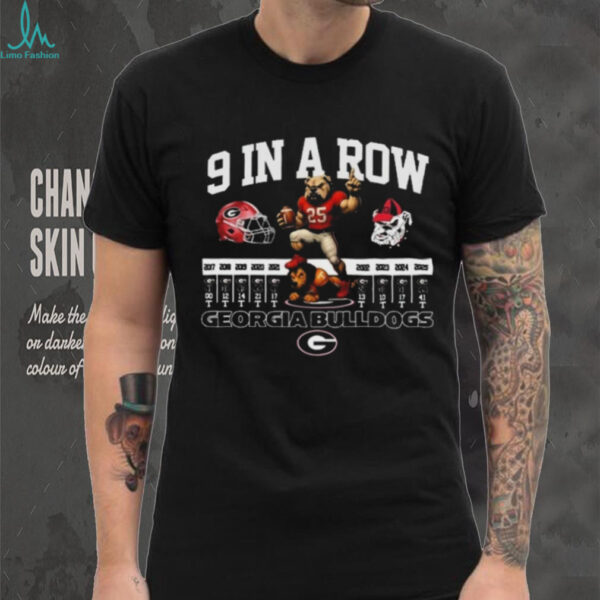 Official Georgia Bulldogs 9 In A Row 2007 2025 Shirt