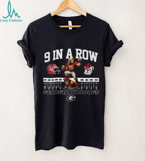 Official Georgia Bulldogs 9 In A Row 2007 2025 Shirt