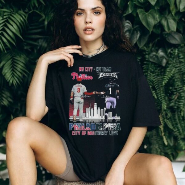 Official Harper And Hurts My City My Team Philadelphia City Of brotherly Love Signatures 2025 Shirt