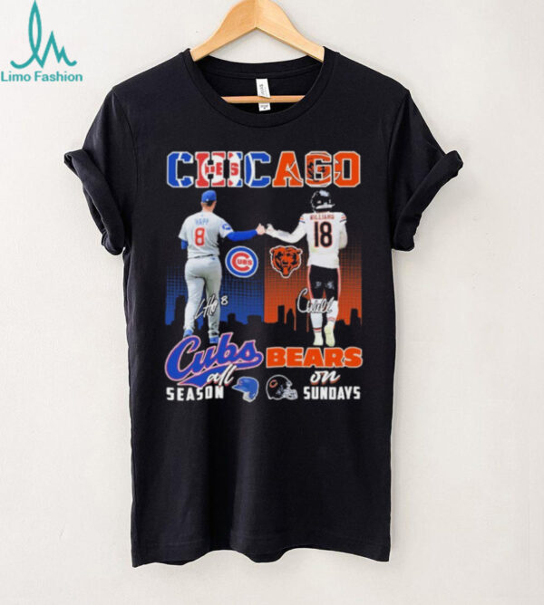 Official Ian Happ X Caleb Williams Chicago Cubs All Season Chicago Bears On Sundays Signatures T shirts
