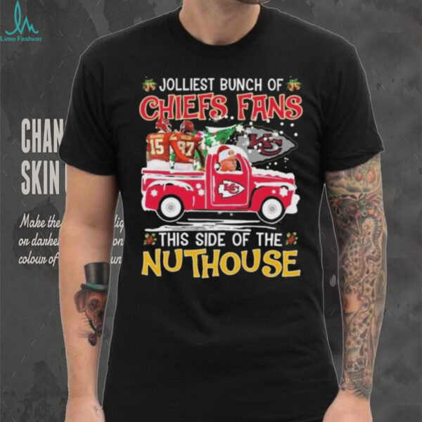 Official Jolliest Bunch Of Kansas City Chiefs Fans This Side Of The Nuthouse Merry Christmas 2025 Shirt