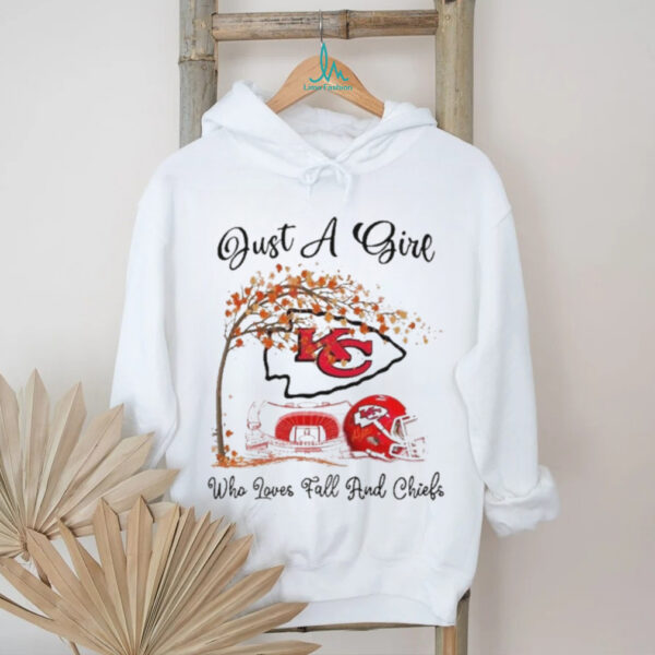 Official Just A Girl Who Loves Fall And Kansas City Chiefs Stadium And Helmet 2025 Shirt
