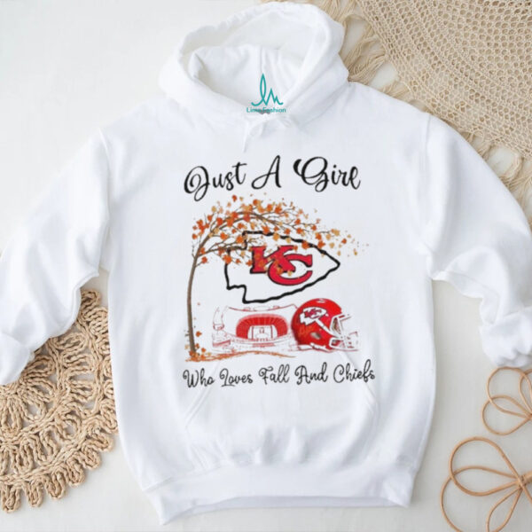Official Just A Girl Who Loves Fall And Kansas City Chiefs Stadium And Helmet 2025 Shirt