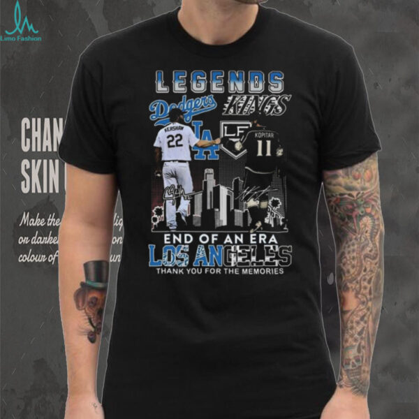 Official Los Angeles Dodgers Los Angeles Kings Legends End Of An Era Thank You For The Memories Signatures Shirt