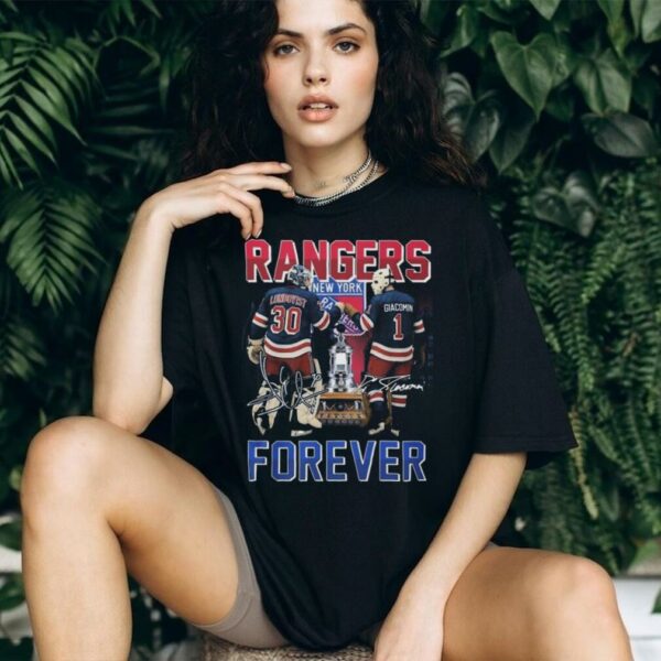 Official Lundqvist And Giacomin New York Rangers Forever Signatures Shirt