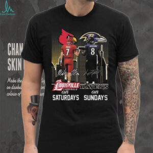 Official Moss Louisville Cardinals On Saturdays And Jackson Baltimore Ravens On Sundays Signatures 2025 Shirt