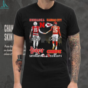 Official Raiola Nebraska Huskers On Saturdays X Mahomes Kansas City Chiefs On Sundays Signatures Shirt