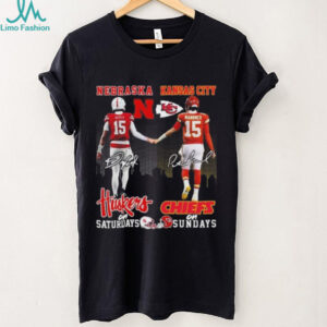 Official Raiola Nebraska Huskers On Saturdays X Mahomes Kansas City Chiefs On Sundays Signatures Shirt