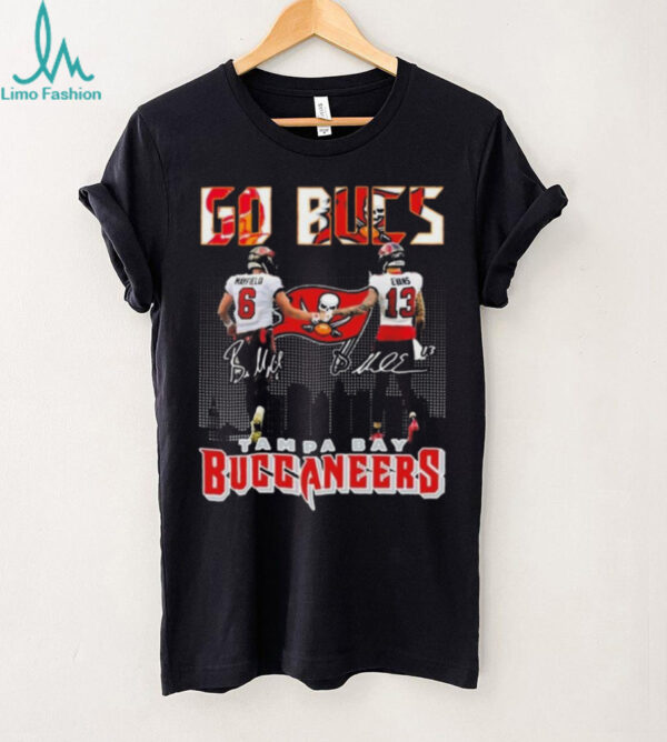 Official Tampa Bay Buccaneers Mayfield And Evans Go Bucs Signatures 2025 Shirt