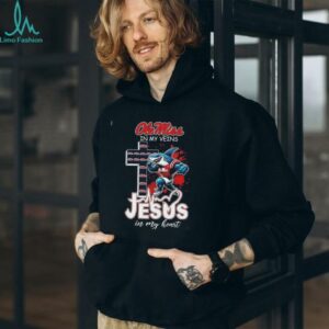 Ole Miss in my veins Jesus in my heart mascot shirt