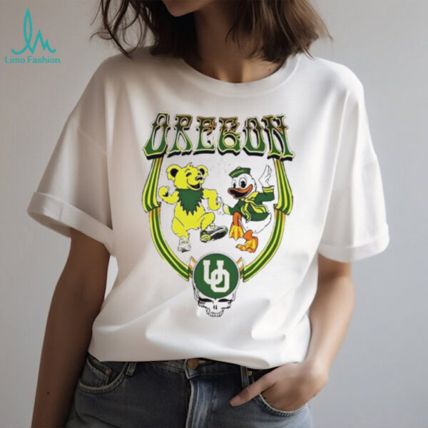 Oregon Ducks mascot with Grateful Dead Football NFL 2025 vintage shirt