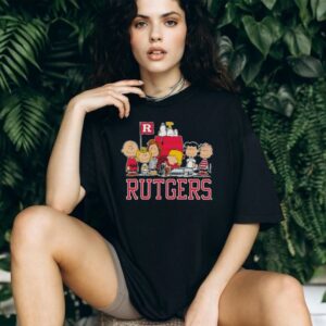 Peanuts characters and Rutgers University flag shirt