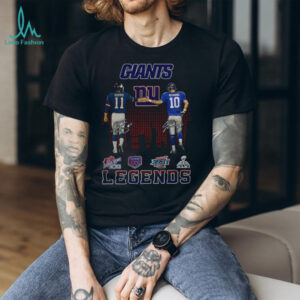 Phil Simms with Eli Manning New York Giants Football Legends signatures shirt