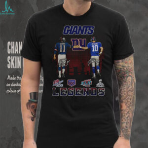 Phil Simms with Eli Manning New York Giants Football Legends signatures shirt