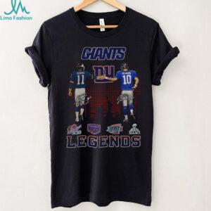 Phil Simms with Eli Manning New York Giants Football Legends signatures shirt