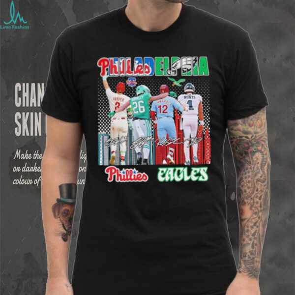 Philadelphia Phillies vs Philadelphia Eagles signatures team logo shirt