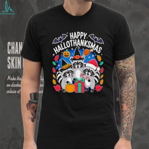 Raccoon Happy Hallothanksmas shirt
