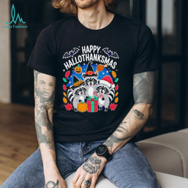 Raccoon Happy Hallothanksmas shirt
