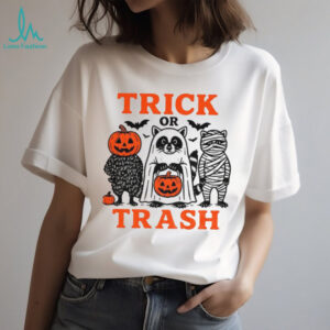 Raccoon pumpkin trick or trash spooky season Halloween shirt