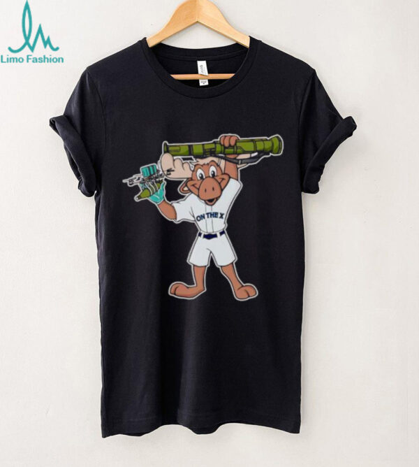 Reindeer wearing baseball uniform holding a rocket launcher shirt