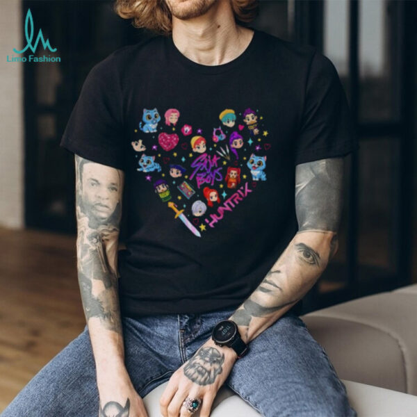 Retro Huntrix Heart Kpop Demon Hunters Saja Boys Group shirt