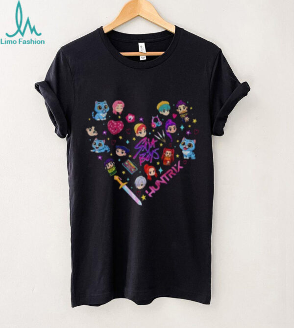 Retro Huntrix Heart Kpop Demon Hunters Saja Boys Group shirt