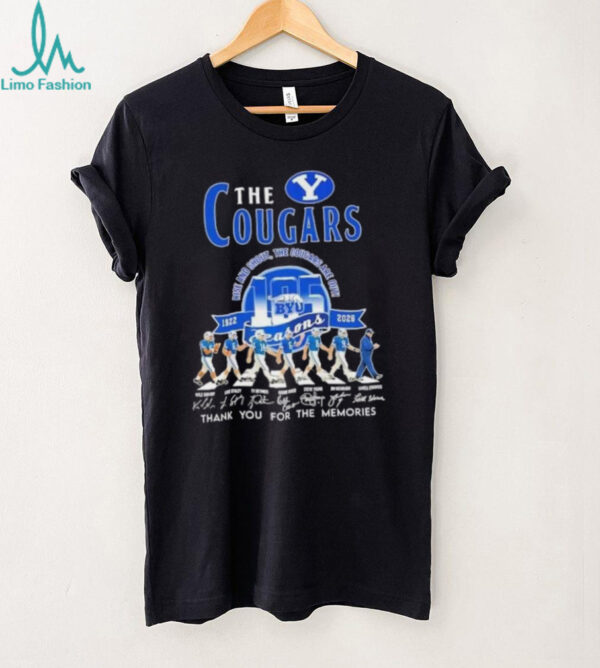 Rise and shout the Cougars are out 105 seasons Lavell Edwards and legends abbey road signatures shirt