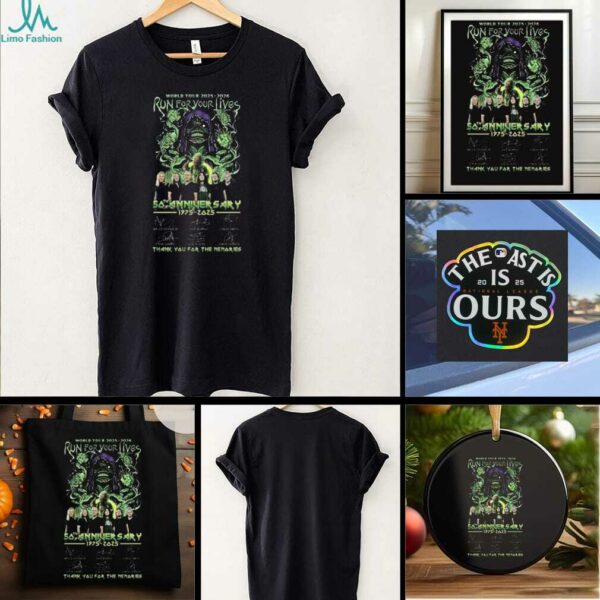 Run For Your Lives World Tour 2025 2026 50th Anniversary 1975 2025 Signatures Thank You For The Memories T shirt
