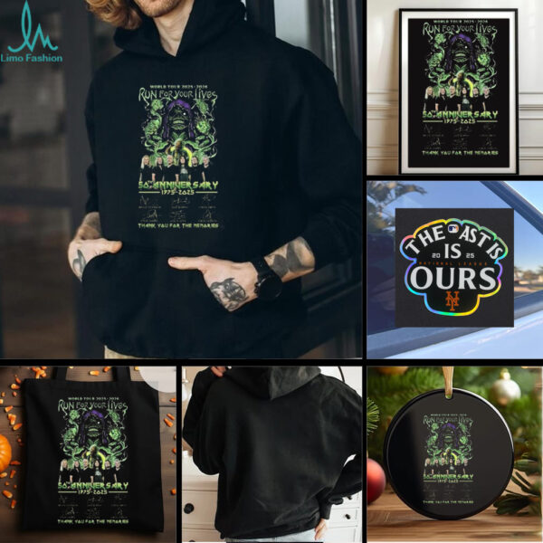 Run For Your Lives World Tour 2025 2026 50th Anniversary 1975 2025 Signatures Thank You For The Memories T shirt
