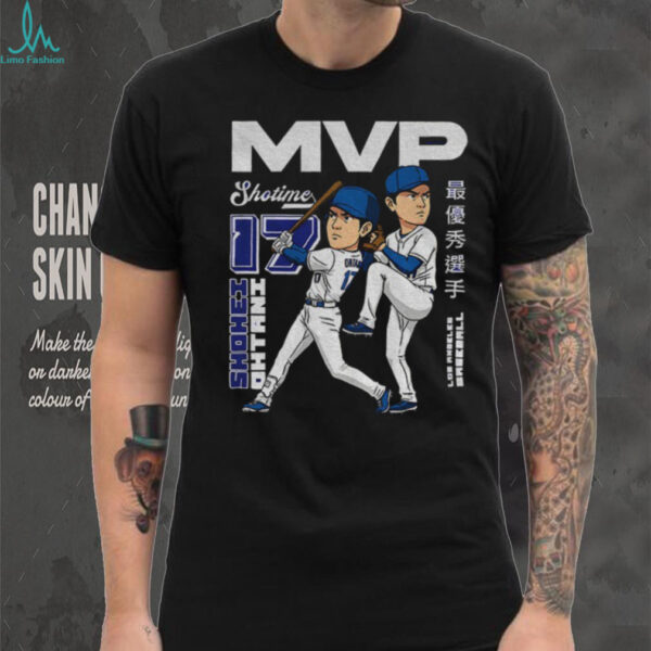 Shohei Ohtani Dual Threat MVP Los Angeles Dodgers MLB Baseball cartoon shirt